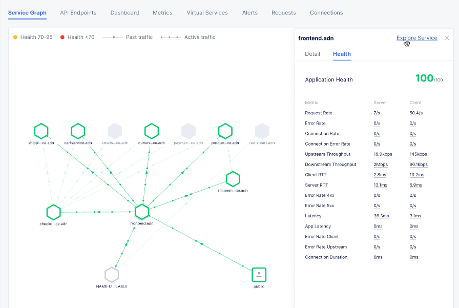 Figure: Service Mesh Service Endpoint Details