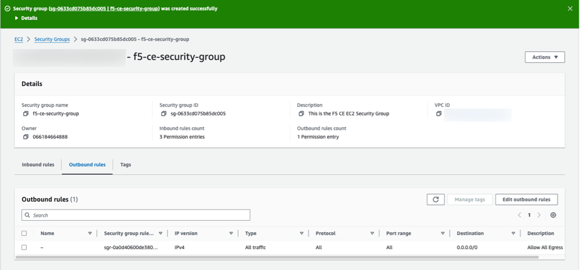 Figure: Verify Security Group Rules