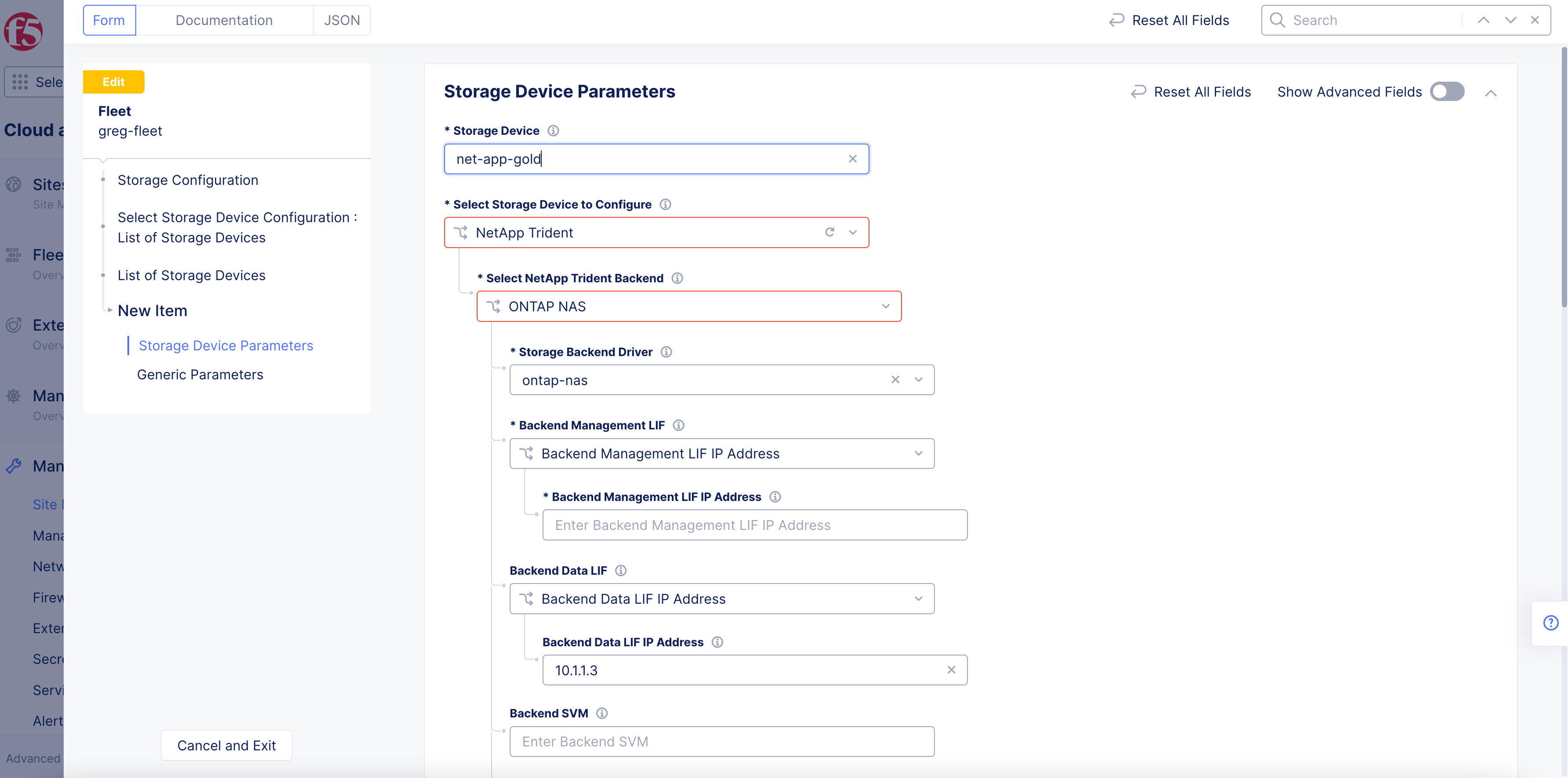 Figure: NetApp Device Backend LIFs