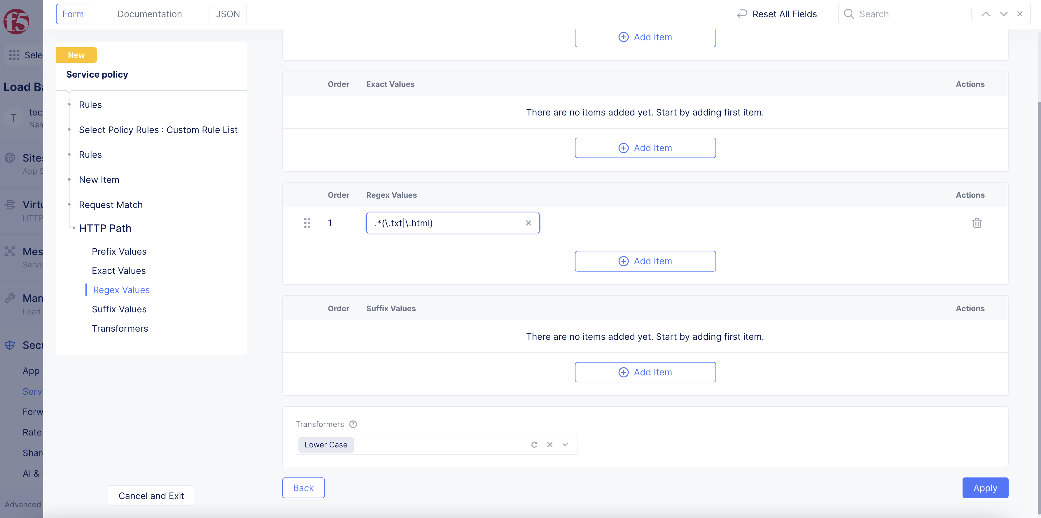 Figure: Custom Rule for HTTP Path - Regex
