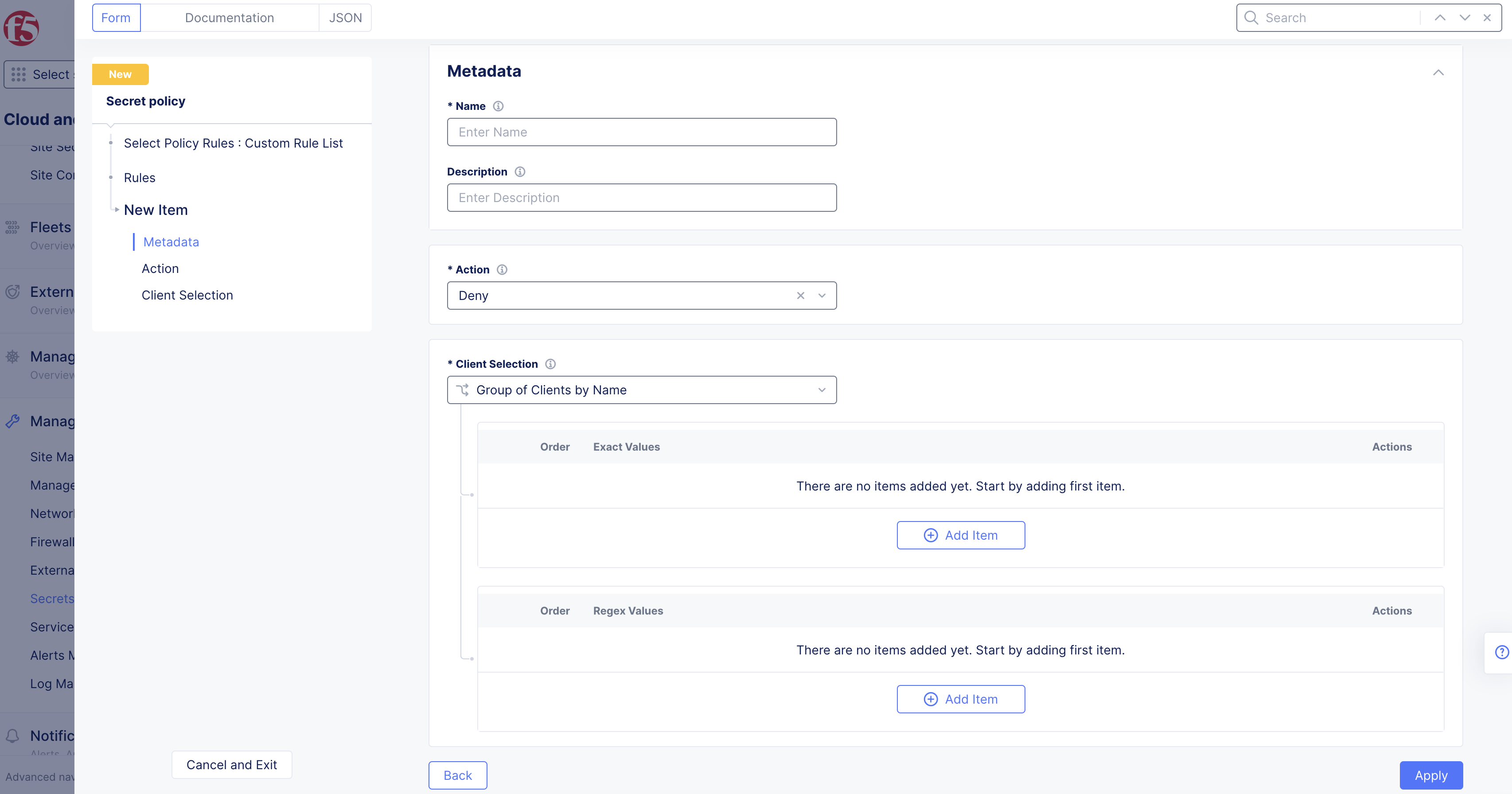 Figure: Secret Policy Action