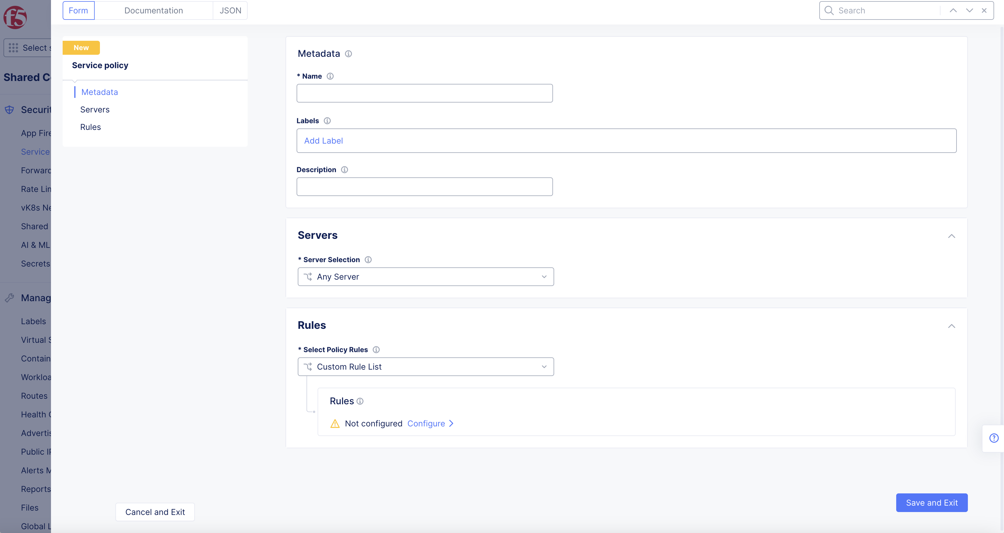 Figure: Service Policies