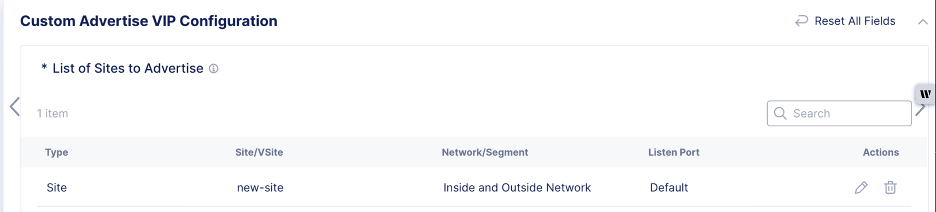 Figure: Remove Custom VIP for Legacy Site