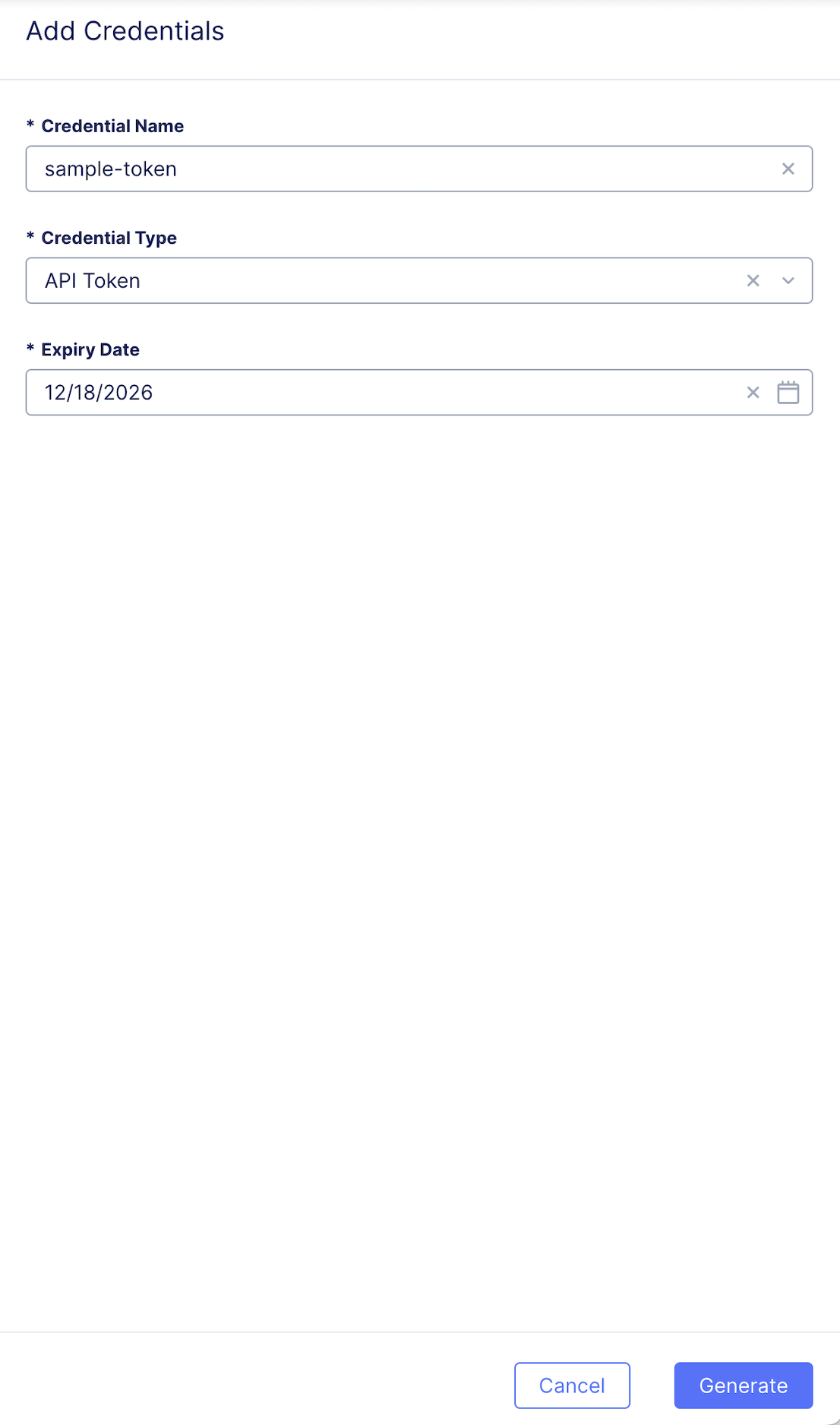 Figure: Add Credentials