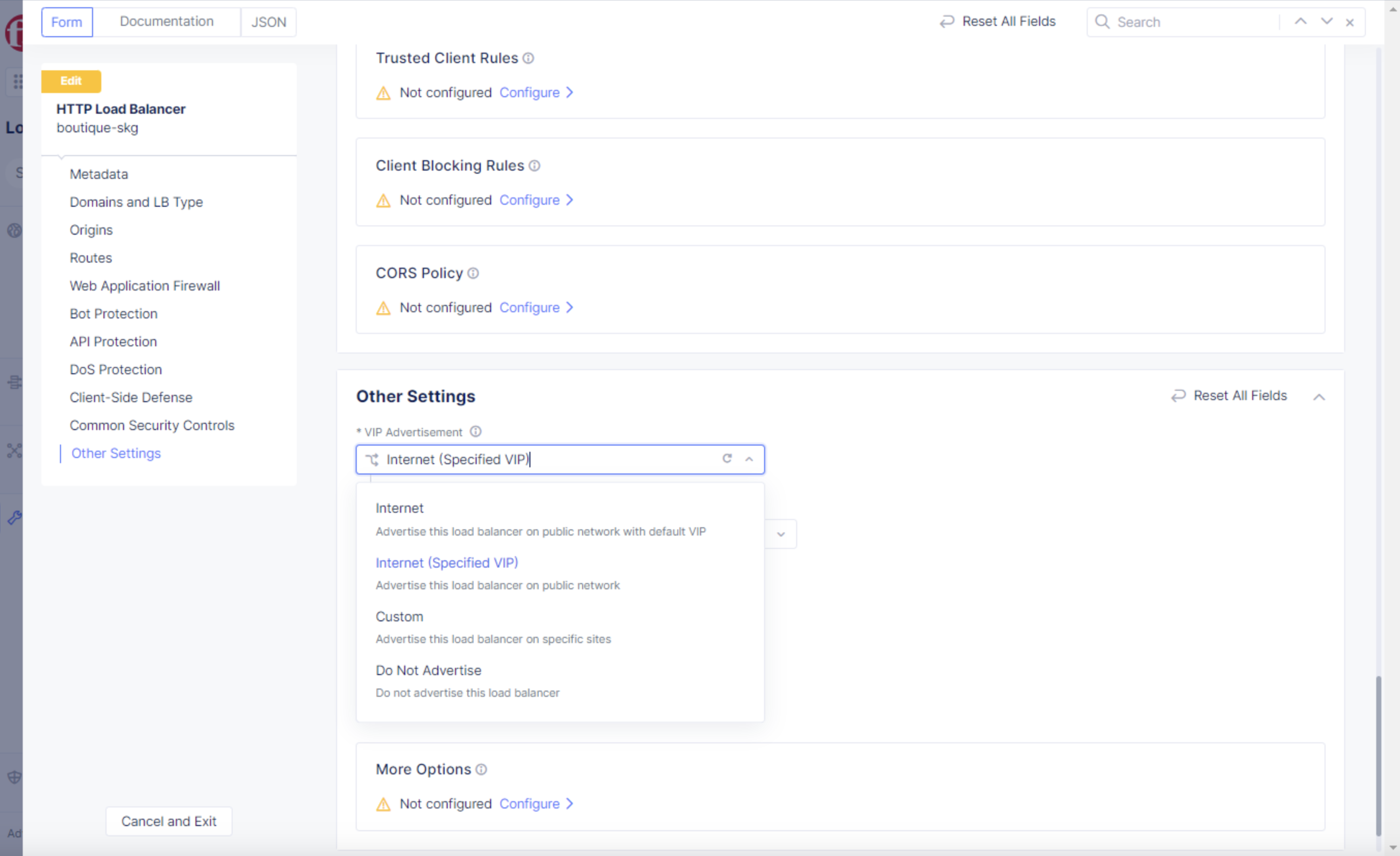 Figure: Public IP Settings